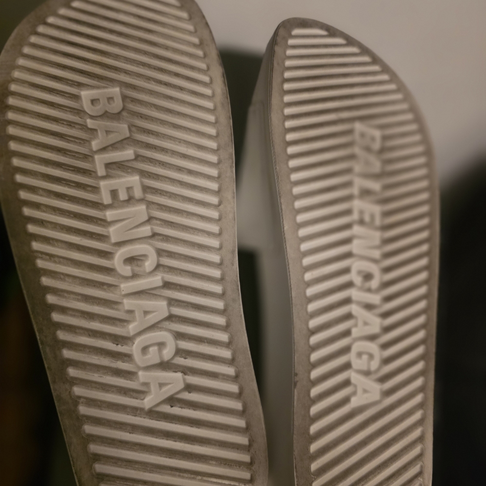 Balenciaga White Logo Slide Sandals - Picture 5 of 6